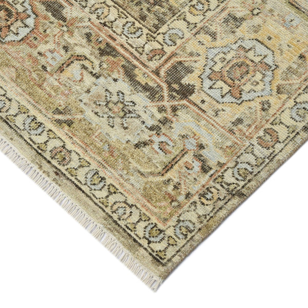 AMER Rugs Craft  CRA-4 Hand-Knotted Handmade Raw Handspun New Zealand Wool Transitional Bordered Rug Walnut 10' x 14'