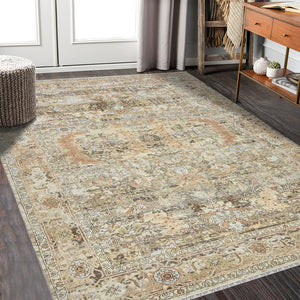 AMER Rugs Craft  CRA-4 Hand-Knotted Handmade Raw Handspun New Zealand Wool Transitional Bordered Rug Walnut 10' x 14'
