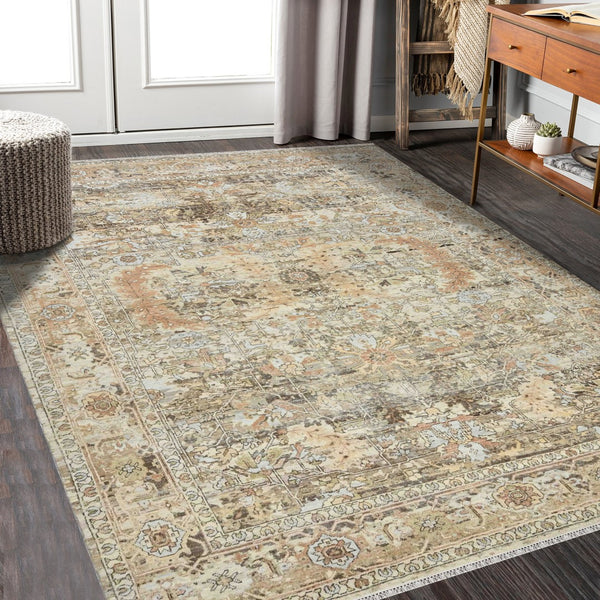 AMER Rugs Craft  CRA-4 Hand-Knotted Handmade Raw Handspun New Zealand Wool Transitional Bordered Rug Walnut 10' x 14'