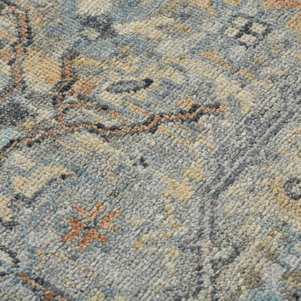 AMER Rugs Craft  CRA-5 Hand-Knotted Handmade Raw Handspun New Zealand Wool Transitional Bordered Rug Blue 10' x 14'