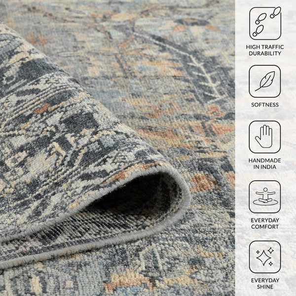 Amer Rugs Craft Classic Bordered Hand-knotted Area Rug In Rich Colors For Luxurious Comfort And Style Blue Wool Cra50912