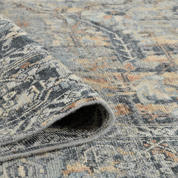 AMER Rugs Craft  CRA-5 Hand-Knotted Handmade Raw Handspun New Zealand Wool Transitional Bordered Rug Blue 10' x 14'