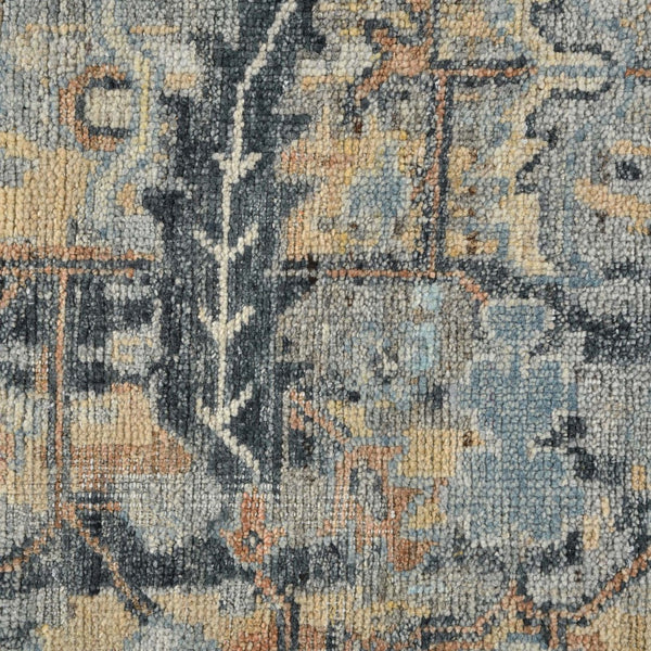 AMER Rugs Craft  CRA-5 Hand-Knotted Handmade Raw Handspun New Zealand Wool Transitional Bordered Rug Blue 10' x 14'