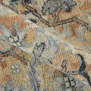 AMER Rugs Craft  CRA-5 Hand-Knotted Handmade Raw Handspun New Zealand Wool Transitional Bordered Rug Blue 10' x 14'