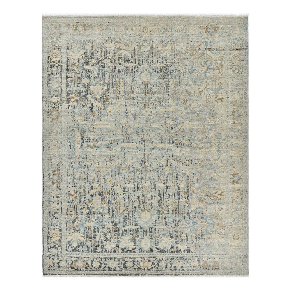 AMER Rugs Craft  CRA-6 Hand-Knotted Handmade Raw Handspun New Zealand Wool Transitional Bordered Rug Off White 10' x 14'