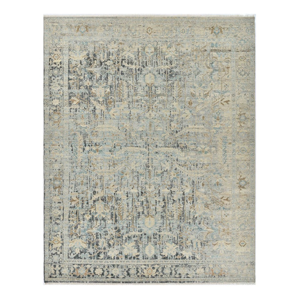 AMER Rugs Craft  CRA-6 Hand-Knotted Handmade Raw Handspun New Zealand Wool Transitional Bordered Rug Off White 10' x 14'