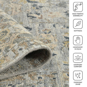 Amer Rugs Craft Classic Bordered Hand-knotted Area Rug In Rich Colors For Luxurious Comfort And Style Gray Wool Cra70203