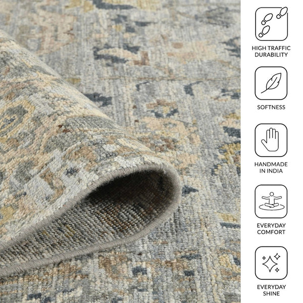 Amer Rugs Craft Classic Bordered Hand-knotted Area Rug In Rich Colors For Luxurious Comfort And Style Gray Wool Cra70203