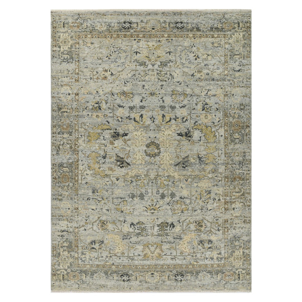AMER Rugs Craft  CRA-7 Hand-Knotted Handmade Raw Handspun New Zealand Wool Transitional Bordered Rug Gray 10' x 14'