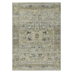 AMER Rugs Craft  CRA-7 Hand-Knotted Handmade Raw Handspun New Zealand Wool Transitional Bordered Rug Gray 10' x 14'