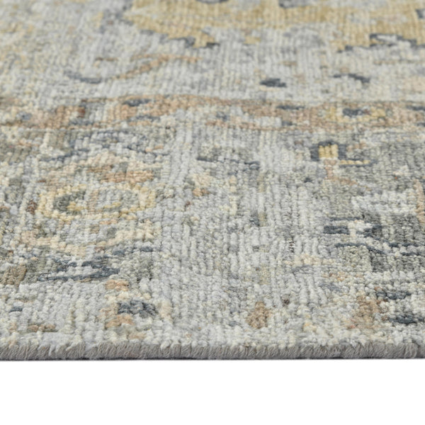 AMER Rugs Craft  CRA-7 Hand-Knotted Handmade Raw Handspun New Zealand Wool Transitional Bordered Rug Gray 10' x 14'