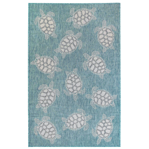 Trans Ocean Liora Manne Carmel Coastal Turtle Indoor/Outdoor Area Rug - Vibrant Beach Style For Any Space Blue Polypropylene,Polyester Cre45841304