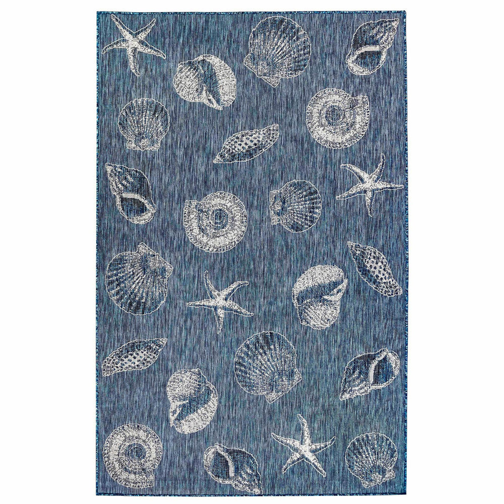 Trans Ocean Liora Manne Carmel Shells Coastal Area Rug - Decorative Flatweave For Indoor & Outdoor Spaces Navy Polypropylene,Polyester Cre45841433