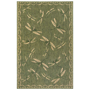 Trans Ocean Liora Manne Carmel Dragonfly Indoor/Outdoor Area Rug – Vibrant Nature Design For Stylish Spaces Green Polypropylene,Polyester Cre58844006