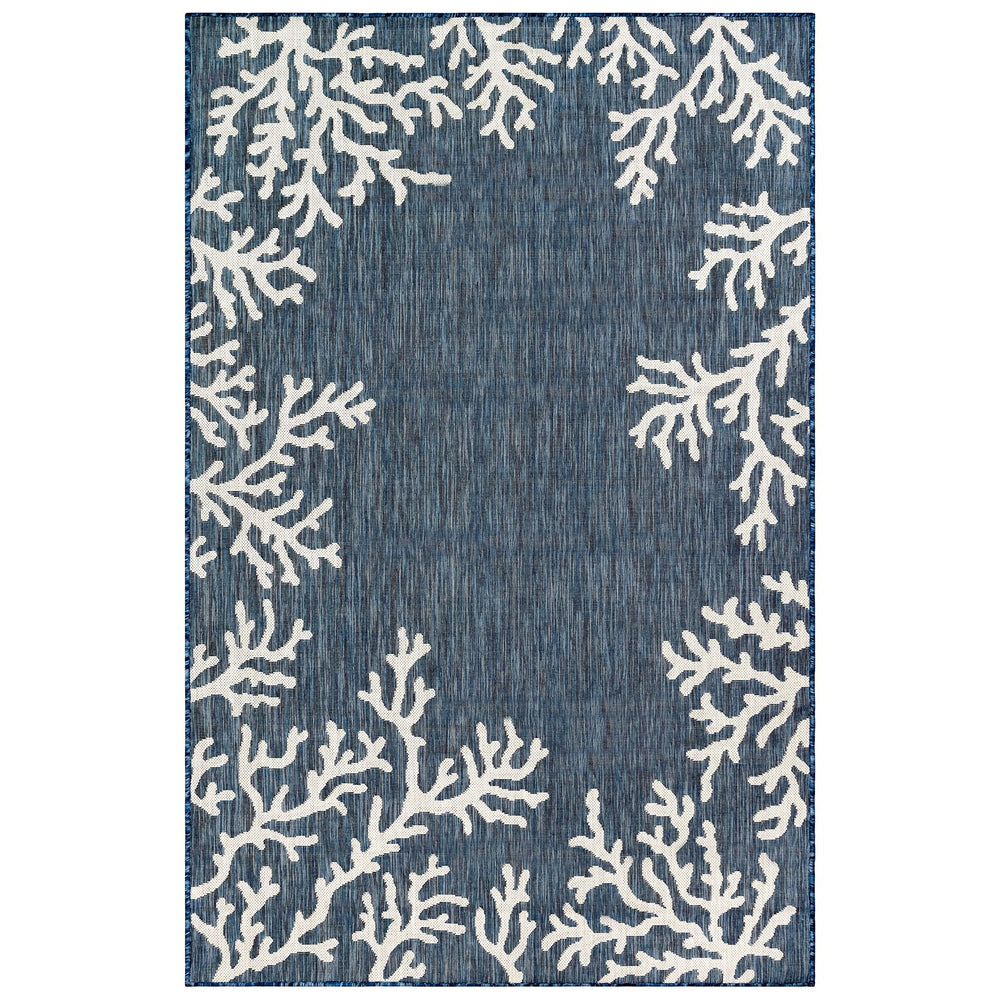 Trans Ocean Liora Manne Carmel Coral Border Area Rug - Coastal Style For Indoor And Outdoor Spaces, 4'10" X 7'6" Blue Polypropylene,Polyester Cre45844833