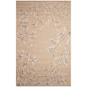 Trans Ocean Liora Manne Carmel Botanical Leaf Indoor/Outdoor Area Rug With Elegant Bamboo Border Design Tan Polypropylene,Polyester Cre69848812
