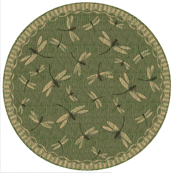 Trans Ocean Liora Manne Carmel Dragonfly Indoor/Outdoor Area Rug – Vibrant Nature Design For Stylish Spaces Green Polypropylene,Polyester Cred8844006