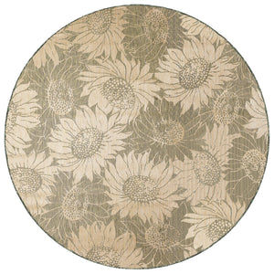 Trans Ocean Liora Manne Carmel Sunflower Field Area Rug - Transitional Botanical Design For Indoor & Outdoor Spaces Green Polypropylene,Polyester Cred8848306