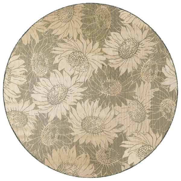 Trans Ocean Liora Manne Carmel Sunflower Field Area Rug - Transitional Botanical Design For Indoor & Outdoor Spaces Green Polypropylene,Polyester Cred8848306
