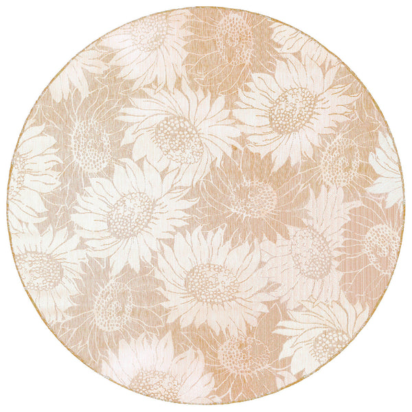 Trans Ocean Liora Manne Carmel Sunflower Field Area Rug - Transitional Botanical Design For Indoor & Outdoor Spaces Beige Polypropylene,Polyester Cred8848312
