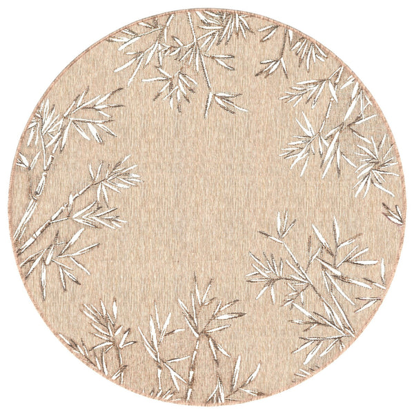 Trans Ocean Liora Manne Carmel Botanical Leaf Indoor/Outdoor Area Rug With Elegant Bamboo Border Design Tan Polypropylene,Polyester Cred8848812