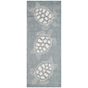 Trans Ocean Liora Manne Carmel Coastal Turtle Indoor/Outdoor Area Rug - Vibrant Beach Style For Any Space Blue Polypropylene,Polyester Crer5841304