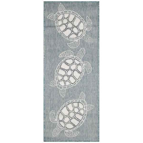 Trans Ocean Liora Manne Carmel Coastal Turtle Indoor/Outdoor Area Rug - Vibrant Beach Style For Any Space Blue Polypropylene,Polyester Crer5841304