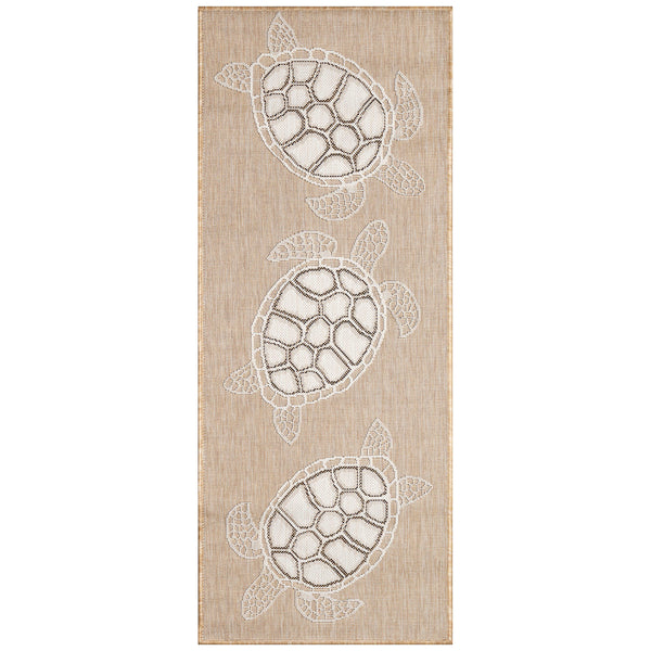 Trans Ocean Liora Manne Carmel Coastal Turtle Indoor/Outdoor Area Rug - Vibrant Beach Style For Any Space Natural Polypropylene,Polyester Crer5841312