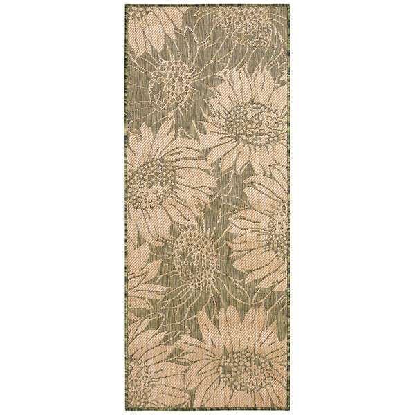 Trans Ocean Liora Manne Carmel Sunflower Field Area Rug - Transitional Botanical Design For Indoor & Outdoor Spaces Green Polypropylene,Polyester Crer5848306