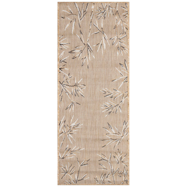 Trans Ocean Liora Manne Carmel Botanical Leaf Indoor/Outdoor Area Rug With Elegant Bamboo Border Design Tan Polypropylene,Polyester Crer5848812