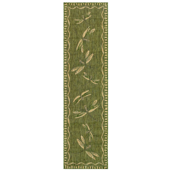 Trans Ocean Liora Manne Carmel Dragonfly Indoor/Outdoor Area Rug – Vibrant Nature Design For Stylish Spaces Green Polypropylene,Polyester Crer8844006