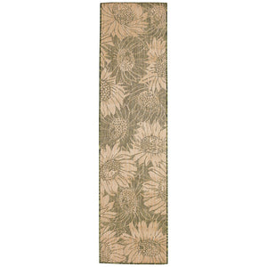 Trans Ocean Liora Manne Carmel Sunflower Field Area Rug - Transitional Botanical Design For Indoor & Outdoor Spaces Green Polypropylene,Polyester Crer8848306