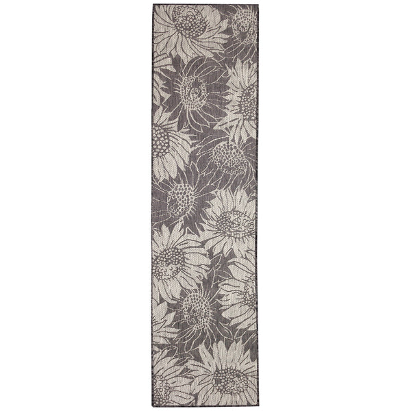 Trans Ocean Liora Manne Carmel Sunflower Field Area Rug - Transitional Botanical Design For Indoor & Outdoor Spaces Black Polypropylene,Polyester Crer8848348