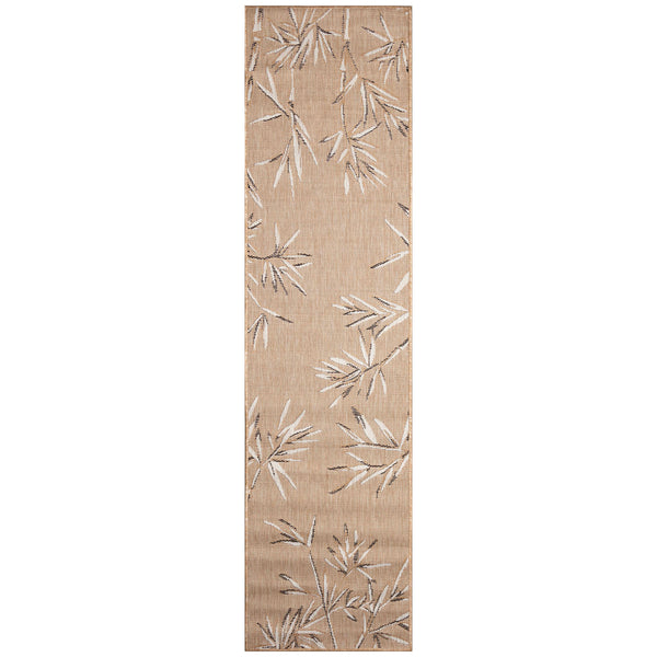 Trans Ocean Liora Manne Carmel Botanical Leaf Indoor/Outdoor Area Rug With Elegant Bamboo Border Design Tan Polypropylene,Polyester Crer8848812