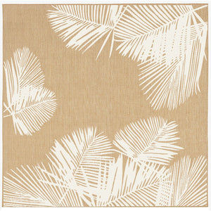 Trans Ocean Liora Manne Carmel Palm Indoor/Outdoor Area Rug – Tropical Botanical Leaf Design For Any Space Beige Polypropylene,Polyester Cres8843912