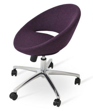 Soho Concept Crescent Office Dark Grey Velvet Chair - Durable Camira Era Fabric, 10-year Guarantee & Style! Deep Maroon  Soho-concept-dining-chair-11732