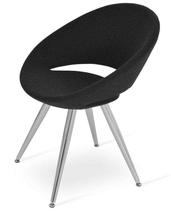 Soho Concept Crescent Star Chair - Elegant Dining Seat In Camira Wool & Boucle - 10-year Guarantee, Stylish Design Chrome  Soho-concept-dining-chair-02233