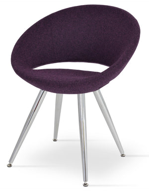 Soho Concept Crescent Star Chair - Elegant Dining Seat In Camira Wool & Boucle - 10-year Guarantee, Stylish Design Chrome  Soho-concept-dining-chair-02231