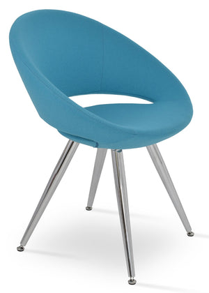 Soho Concept Crescent Star Chair - Elegant Dining Seat In Camira Wool & Boucle - 10-year Guarantee, Stylish Design Chrome,Turquoise  Soho-concept-dining-chair-02232