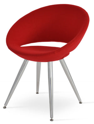Soho Concept Crescent Star Chair - Elegant Dining Seat In Camira Wool & Boucle - 10-year Guarantee, Stylish Design Chrome,Red  Soho-concept-dining-chair-02226