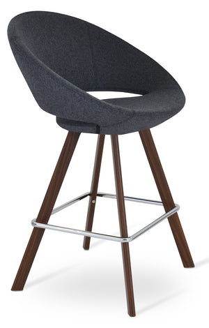 Soho Concept Crescent Sword Barstools & Counterstools - Stylish Swivel Design, Camira Wool & Boucle Fabric, 10-year Guarantee Walnut,Dark Grey  Soho-concept-dining-chair-11314