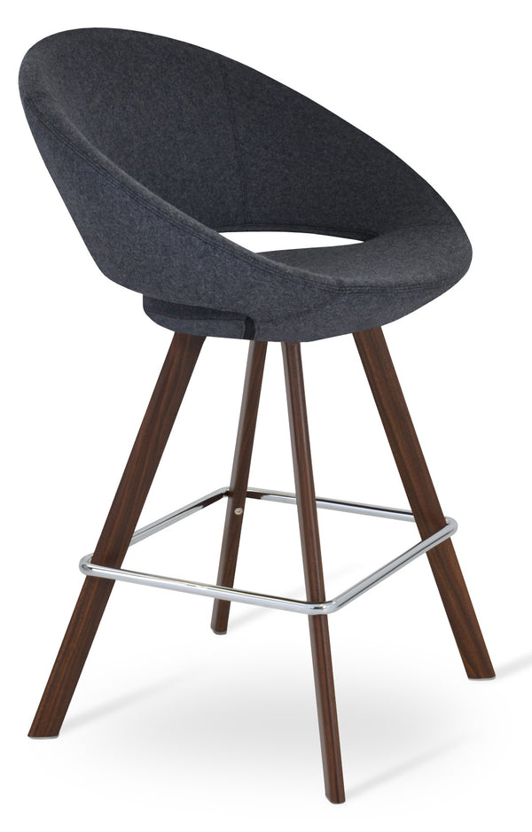 Soho Concept Crescent Sword Barstools & Counterstools - Stylish Swivel Design, Camira Wool & Boucle Fabric, 10-year Guarantee Walnut,Dark Grey  Soho-concept-dining-chair-11314