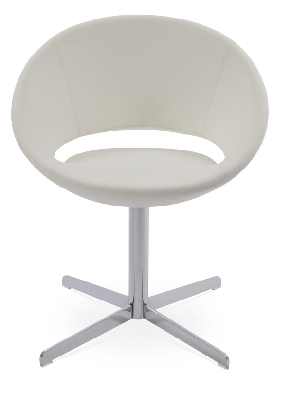 Soho Concept Crescent 4 Star Swivel Chair - Stylish Ergonomic Dining Chair In Wool Or Boucle With 10-year Warranty Chrome,White  Soho-concept-dining-chair-01845