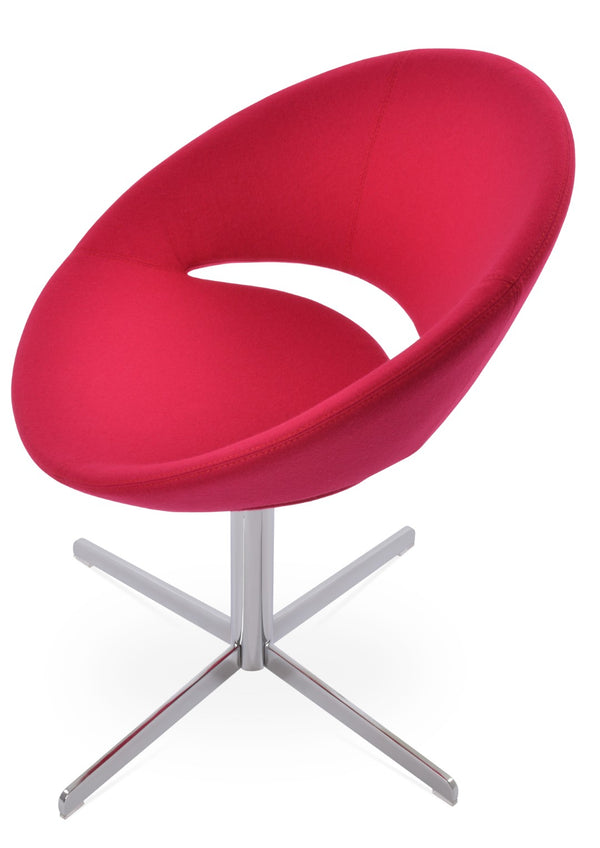 Soho Concept Crescent 4 Star Swivel Chair - Stylish Ergonomic Dining Chair In Wool Or Boucle With 10-year Warranty Chrome,Pink  Soho-concept-dining-chair-01846