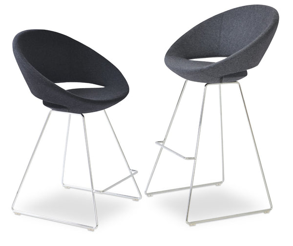 Soho Concept Crescent Wire Stool - Stylish Bar & Counter Seating With Premium Fabric, 10-year Guarantee, Chrome Finish Chrome,Dark Grey  Soho-concept-dining-chair-11228