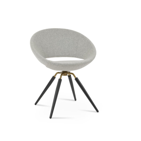 Soho Concept Crescent Carrot Swivel Chair - Contemporary Design, Premium Wool Upholstery, 10-year Warranty, Stylish! Silver,Black,Brass Swivel. Solid Metal Top Part Connected To Four Tubular Legs Soho-concept-dining-chair-01900