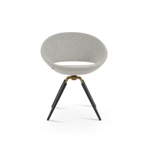 Soho Concept Crescent Carrot Swivel Chair - Contemporary Design, Premium Wool Upholstery, 10-year Warranty, Stylish! Silver,Black,Brass Swivel. Solid Metal Top Part Connected To Four Tubular Legs Soho-concept-dining-chair-01900