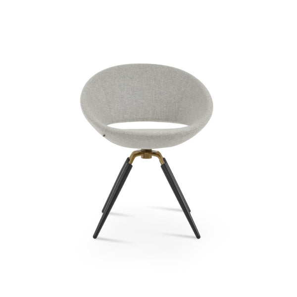 Soho Concept Crescent Carrot Swivel Chair - Contemporary Design, Premium Wool Upholstery, 10-year Warranty, Stylish! Silver,Black,Brass Swivel. Solid Metal Top Part Connected To Four Tubular Legs Soho-concept-dining-chair-01900