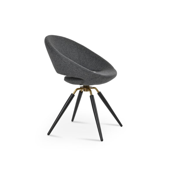 Soho Concept Crescent Carrot Swivel Chair - Contemporary Design, Premium Wool Upholstery, 10-year Warranty, Stylish! Dark Grey,Black,Brass Swivel. Solid Metal Top Part Connected To Four Tubular Legs Soho-concept-dining-chair-01899