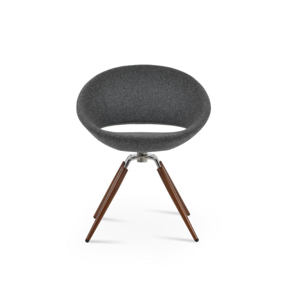 Soho Concept Crescent Carrot Swivel Chair - Contemporary Design, Premium Wool Upholstery, 10-year Warranty, Stylish! Dark Grey,Black,Brass Swivel. Solid Metal Top Part Connected To Four Tubular Legs Soho-concept-dining-chair-01899